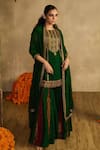 Buy_Reeti Arneja - Theklub_Green Handloom Cotton, Silk, Organza Embroidery Forest Paan Patola Gharara Set _Online_at_Aza_Fashions