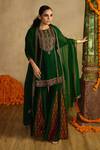 Buy_Reeti Arneja - Theklub_Green Handloom Cotton, Silk, Organza Embroidery Forest Paan Patola Gharara Set _at_Aza_Fashions