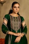 Reeti Arneja - Theklub_Green Handloom Cotton, Silk, Organza Embroidery Forest Paan Patola Gharara Set _at_Aza_Fashions