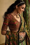 Buy_Reeti Arneja - Theklub_Green Silk, Velvet, Handloom Cotton Embroidery, Haryali Haze Lehenga Set  _Online_at_Aza_Fashions