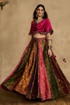 Buy_Reeti Arneja - Theklub_Pink Handloom Cotton, Silk Beads, Tassels Rani Rouze Floral Pattern Lehenga Set _at_Aza_Fashions