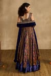Shop_Reeti Arneja - Theklub_Navy Silk, Handloom Cotton, Velvet, Neel Tara Midnight Blue Boho Lehenga Set _at_Aza_Fashions