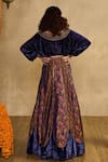 Shop_Reeti Arneja - Theklub_Blue Velvet, Silk, Handloom Cotton Embroidery, Midnight Dusk Lehenga Set _at_Aza_Fashions