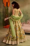 Shop_Reeti Arneja - Theklub_Multi Color Chanderi, Brocade, Rangrez Green Geometric Pattern Lehenga Set _at_Aza_Fashions