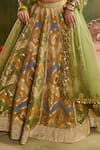 Buy_Reeti Arneja - Theklub_Multi Color Chanderi, Brocade, Rangrez Green Geometric Pattern Lehenga Set _Online_at_Aza_Fashions