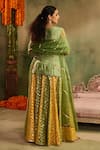 Shop_Reeti Arneja - Theklub_Green Silk, Chanderi, Organza Applique, Embroidery, Rangrez Kurta Sharara Set _at_Aza_Fashions