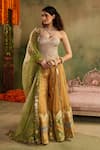 Buy_Reeti Arneja - Theklub_Yellow Organza, Brocade, Chanderi Sequins, Chamkeeli Haldi Corset And Sharara Set _at_Aza_Fashions