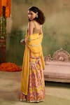 Shop_Reeti Arneja - Theklub_Yellow Chanderi Lace, Embroidery Square Neck Sunlit Chevron Sharara Set _at_Aza_Fashions