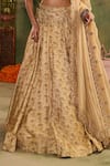 Shop_Reeti Arneja - Theklub_Beige Silk, Georgette Zari, Embroidery, Beads, Tara Textured Lehenga Set _Online_at_Aza_Fashions