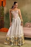 Buy_Reeti Arneja - Theklub_Yellow Chanderi Sequins Sweetheart Neck Chamkeeli Ivory Sharara Set _at_Aza_Fashions