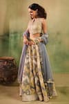 Buy_Reeti Arneja - Theklub_Yellow Chanderi, Organza Mirrors, Zari, Sequins, Rangrez Banarasi Lehenga Set _at_Aza_Fashions