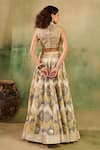Shop_Reeti Arneja - Theklub_Yellow Chanderi, Organza Mirrors, Zari, Sequins, Rangrez Banarasi Lehenga Set _at_Aza_Fashions