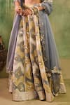 Reeti Arneja - Theklub_Yellow Chanderi, Organza Mirrors, Zari, Sequins, Rangrez Banarasi Lehenga Set _Online_at_Aza_Fashions