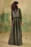 Shop_Reeti Arneja - Theklub_Olive Green Georgette Embroidery, Beads, Raabta Mehendi Jacket Sharara Set  _at_Aza_Fashions