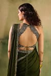 Shop_Reeti Arneja - Theklub_Green Georgette Embroidery, Sequins, Beads, Metallic Abeer Layered Lehenga Set _at_Aza_Fashions