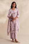 Shop Roze Lilac Cambric, Cotton, Kota Doria Embroidery Samaira Floral Pattern Kurta Set Online at Aza Fashions Shop_Roze_Lilac Cambric, Cotton, Kota Doria Embroidery Samaira Floral Pattern Kurta Set _Online_at_Aza_Fashions