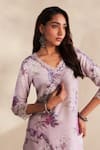 Roze Lilac Cambric, Cotton, Kota Doria Embroidery Samaira Floral Pattern Kurta Set at Aza Fashions Roze_Lilac Cambric, Cotton, Kota Doria Embroidery Samaira Floral Pattern Kurta Set _at_Aza_Fashions