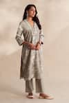 Buy_Roze_Taupe Cambric, Cotton, Kota Doria Lace, Embroidery Vahida Printed Kurta Set _Online_at_Aza_Fashions