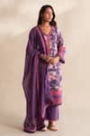 Buy_Roze_Purple Cambric, Cotton, Kota Doria V-neck Raisha Kurta Set _at_Aza_Fashions