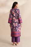Shop_Roze_Purple Cambric, Cotton, Kota Doria V-neck Raisha Kurta Set _at_Aza_Fashions