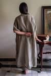 Shop_Shorshe Clothing_Green Tissue Zari Split V-neck Richa Handwoven Kaftan With Pant _at_Aza_Fashions