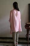 Buy_Shorshe Clothing_Blush Silk Zari V-neck Golshan Tunic And Dhoti Pant Set _Online_at_Aza_Fashions