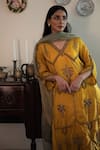 Shop_Shorshe Clothing_Yellow Silk Zari V-neck Shalimaar Embroidered Kurta With Pant _Online_at_Aza_Fashions
