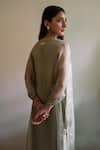 Shop_Shorshe Clothing_Green Organza Zari, Gota Patti V-neck Waahida Embroidered Kaftan _at_Aza_Fashions