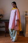 Shop_Shorshe Clothing_Pink Silk, Zari Round Neck Sufi Choga Kurta And Salwar Set _at_Aza_Fashions