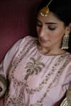 Shop_Shorshe Clothing_Blush Silk Zari, Gota Patti Round Neck Maala Embroidered Kurta With Gharara _Online_at_Aza_Fashions