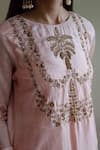 Buy_Shorshe Clothing_Blush Silk Zari, Gota Patti Round Neck Maala Embroidered Kurta With Gharara 