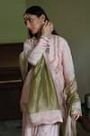 Shop_Shorshe Clothing_Pink Chanderi Gota Patti Color Block Dupatta _at_Aza_Fashions