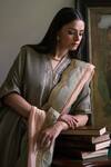 Shop_Shorshe Clothing_Pink Chanderi Gota Patti Sameena Stripe Dupatta _at_Aza_Fashions