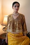 Shorshe Clothing_Yellow Chanderi Zari, Embroidery, Gota Patti Sati Butti Saree _at_Aza_Fashions