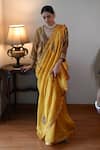 Buy_Shorshe Clothing_Yellow Chanderi Zari, Embroidery, Gota Patti Sati Butti Saree _at_Aza_Fashions