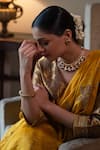 Shop_Shorshe Clothing_Yellow Chanderi Zari, Embroidery, Gota Patti Sati Butti Saree 