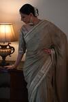 Shop_Shorshe Clothing_Green Gota Patti, Zari Shalimar Bagh Saree _at_Aza_Fashions