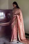 Buy_Shorshe Clothing_Pink Chanderi Gota Patti Nursat Stripe Pattern Saree _Online_at_Aza_Fashions