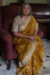 Shop_Shorshe Clothing_Yellow Chanderi Gota Patti Nursat Stripe Pattern Saree _at_Aza_Fashions