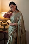 Shorshe Clothing_Green Modal, Silk Zari Ashok Embroidered Saree _Online_at_Aza_Fashions
