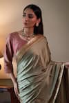 Buy_Shorshe Clothing_Green Modal, Silk Zari Ashok Embroidered Saree _Online_at_Aza_Fashions