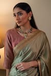 Shorshe Clothing_Green Modal, Silk Zari Ashok Embroidered Saree _at_Aza_Fashions