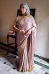 Buy_Shorshe Clothing_Pink Modal, Silk Embroidery Ashok Saree _at_Aza_Fashions