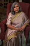 Shorshe Clothing_Pink Modal, Silk Embroidery Ashok Saree _at_Aza_Fashions