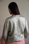 Shop_Shorshe Clothing_Green Modal, Silk Zari, Embroidery Ashok Scallop Blouse _at_Aza_Fashions
