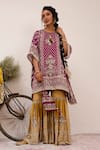 Buy_Surkh Syahi_Purple Mirrors Round Neck Son Chidhaiya Kaftan Set _at_Aza_Fashions