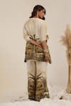 Shop_Surkh Syahi_Off White Linen V-neck Vanya Kaftan Pant Set _at_Aza_Fashions