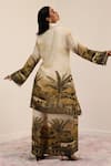 Shop_Surkh Syahi_Off White Linen Beads Collared Vanya Tunic Palazzo Set _at_Aza_Fashions