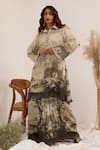 Buy_Surkh Syahi_Gray Linen Collared Vanya Tunic Set _at_Aza_Fashions