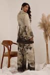 Shop_Surkh Syahi_Gray Linen Vanya Blazer Set _at_Aza_Fashions
